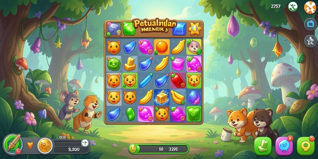 Tampilan gameplay seru di 2757 dengan kombinasi warna yang menawan.