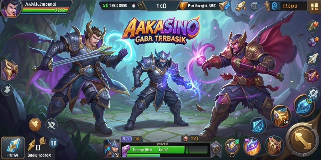 Screenshot AAKASINO menunjukkan aksi intens di arena pertempuran MOBA.
