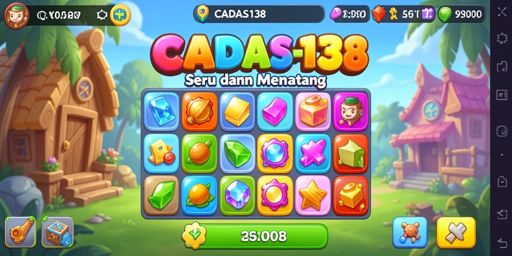 Tangkapan layar CADAS138 menunjukkan gameplay match-3 yang menarik dan penuh warna.