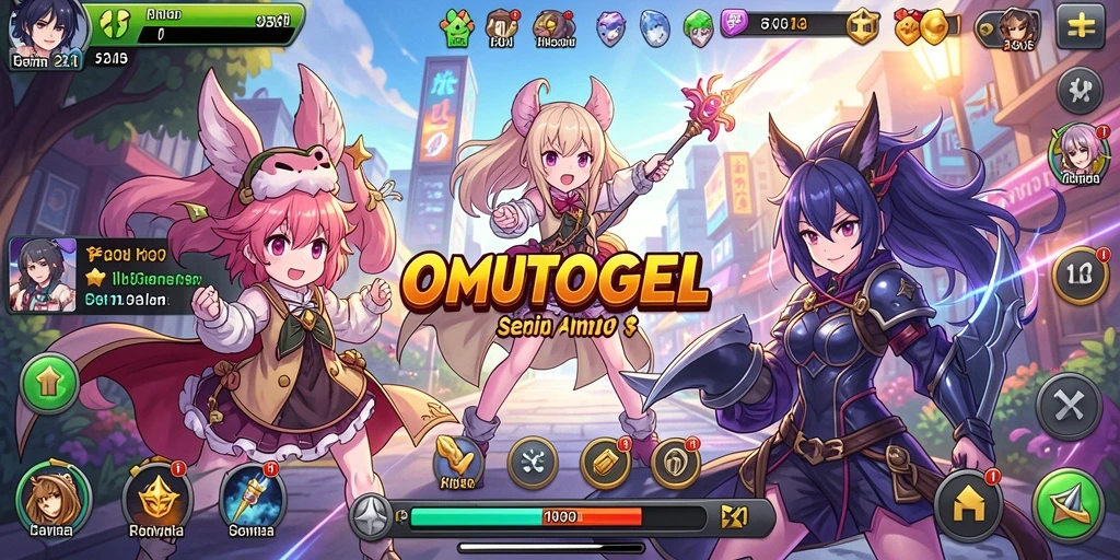 Tangkapan layar utama OMUTOGEL menampilkan karakter anime yang menawan dan aksi mendebarkan.