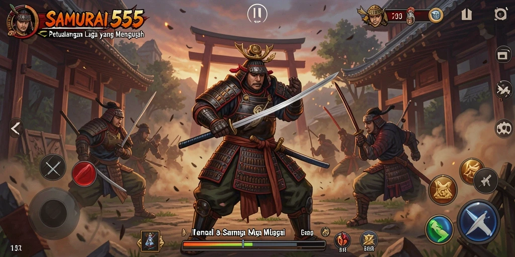 Gameplay mendebarkan dari SAMURAI555 yang penuh aksi dan strategi.